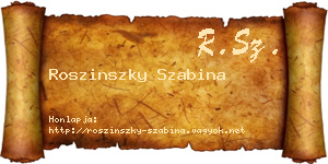 Roszinszky Szabina névjegykártya